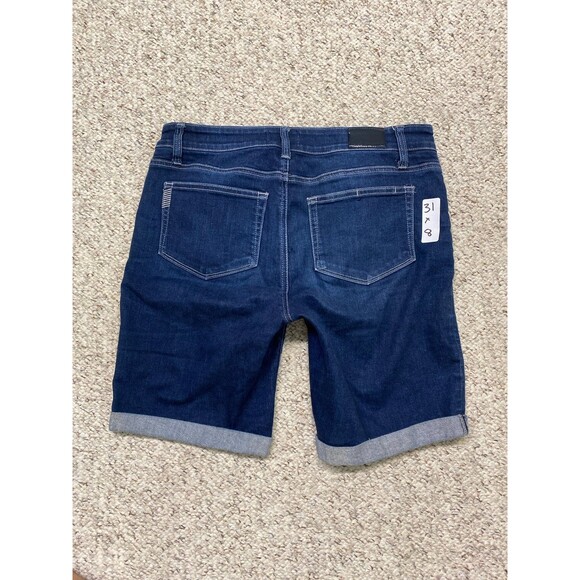 31 PAIGE Mid Rise Jax Knee Short Dark Wash Cuffed Shorts - Picture 3 of 5